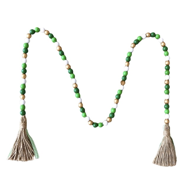 Xihbxyly Juego de Cuentas de Madera con Forma de Corazón, Cuentas Preperforadas con Cuerda de Yute, Guirnalda de Borlas para Manualidades, Decoración de San Valentín, 145 Cm de Largo, 84 Cuentas Incl
