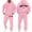 Pink, variant on Men's Letter Print Hooded Sweatshirt Set Long Sleeve Casual Athletic Pullover Outfit