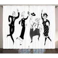 thumbnail image 1 of Retirement Party Curtains 2 Panels Set, Cartoon Elderly Couples Dancing Swing in Old Fashion Style Clothes, Window Drapes for Living Room Bedroom, 108W X 96L Inches, Black and White, by Ambesonne, 1 of 3