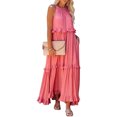 thumbnail image 1 of Vestido 2023 nueva ropa de verano para mujer, nuevo temperamento, borde de hongo, falda de pastel en capas, falda larga para fregar, falda de pastel, falda de vestir Ygjytge para Mujer Rosa T XL, 1 of 7