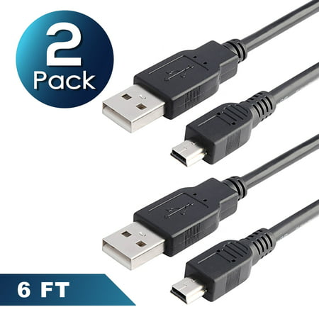 Insten 2-pack 6ft 6' USB Charger Cable for Sony PS3 Controller (USB A to Mini B 5-pin