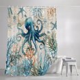 thumbnail image 3 of Shower Curtains for Bathroom, Coastal Octopus Waterproof Fabric Shower Curtain, Vintage Summer Beach Coral Ocean Decorative Bathroom Curtain for Bathtub, 36"x72", No Hooks Included, 3 of 9
