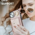thumbnail image 5 of ShellTech for iPhone 13 Case with Card Holder and Strap - Zipper Pocket,Lanyard Strap,Credit Card Holder,Stand Ring,Cute Phone Wallet Case for Women,Rosegold, 5 of 10