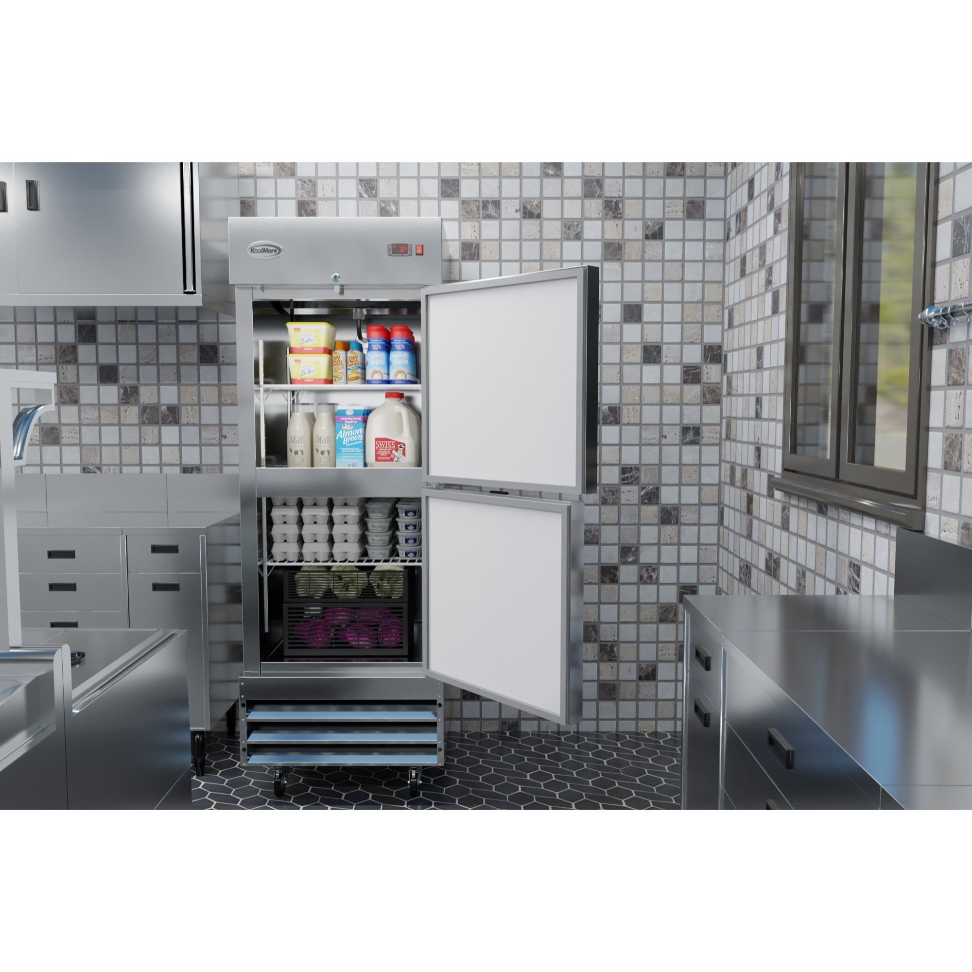 28 in. Commercial Stainless Steel Solid Half Door Reach-In Refrigerator, 23 cu. ft.