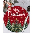 thumbnail image 2 of Christmas Round Placemats Set of 4 Merry Christmas Tree Place Mats Washable Woven Placemat Pine Tree Forest Red Circle Braided Table Mat for Kitchen Dining Table Party Home Decor 15 Inch, 2 of 8