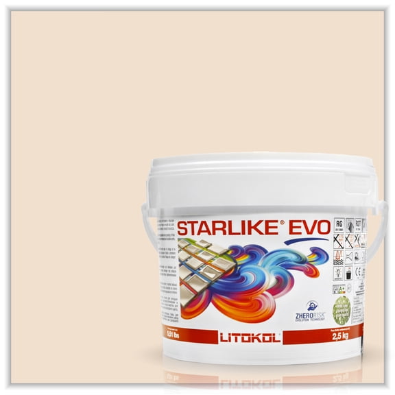The Tile Doctor Starlike EVO - Litokol Epoxy Grout for Tile in Pools, Spas, Kitchens, Bathrooms - Floor or Wall Tile -Interior or Exterior Use- 205 Travertino Classic Collection 2.5 kg - 5.5 lbs