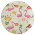 thumbnail image 3 of Flamingo Pattern Washable Round Rug -Circle Area Rugs for Nursery Bedroom, Vintage Non Slip Non Shedding Low Pile Carpet for Living Room Coffee Table Entryway, 3 of 6
