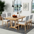 thumbnail image 2 of MAYEERTY Rustic 5-Piece Dining Table Set with 4 Upholstered Chairs, 59-inch Rectangular Dining Table with Trestle Base, Natural, 2 of 9