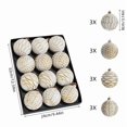 thumbnail image 3 of Vintage Christmas Ball Ornaments Set of 12, 8 cm Painted Embossed Baubles, Shaped Xmas Hanging Decorations for Tree and Wreath - White and Sage, 3 of 6