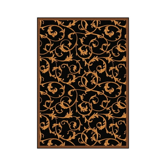 Acanthus 3'10" x 5'4" Area Rug In Color Black
