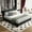 Black, variant on King Size Upholstered Platform Bed Frame with Cloud Pillow Headboard, No Box Spring Needed, Tufted Chenille Fabric, Beige