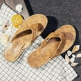thumbnail image 2 of Men‘s Flip Flops Canvas Thong Sandals Flat Slide On PU Non Slip Slippers, 2 of 6