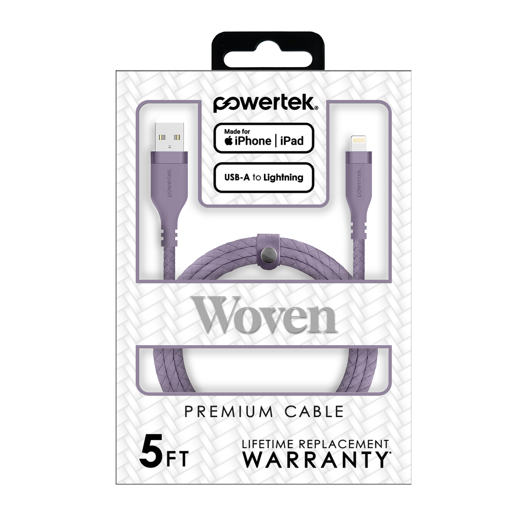 Liquipel Powertek USB-A to Lightning Woven Cable - Purple