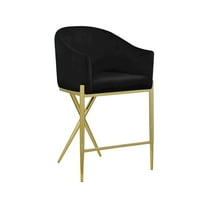 Meridian Furniture Xavier Black Velvet Counter Stool with Gold Metal Legs
