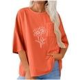 thumbnail image 6 of YUGYXL Casual Gauze Shirt for Women 3/4 Sleeve Loose Fit Linen Tops Comfy Soft Lightweight Tunic Tee Summer Vacation Blouse Orange M, 6 of 6