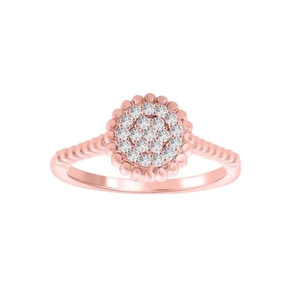 AoneJewelry 0.20 Carat Beautiful Floral Shape Halo Diamond Engagement Ring Women Well Crafted In 10K Solid Rose White & Yellow Gold