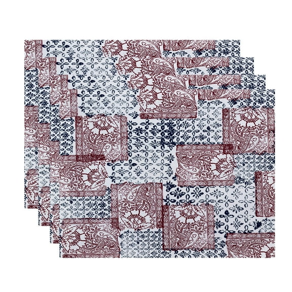 Simply Daisy, 18 x 14 inch, Patches Placemat (set of 4), Maroon