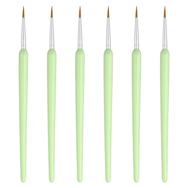 Pinceles de Detalle Miniatura Uxcell, Pinceles Pequeños de Punta Redonda de 12mm para Pintura de Modelos Finos, Arte, Cara, Pintura Acrílica, Óleo, Acuarela (Verde, Paquete de 6)