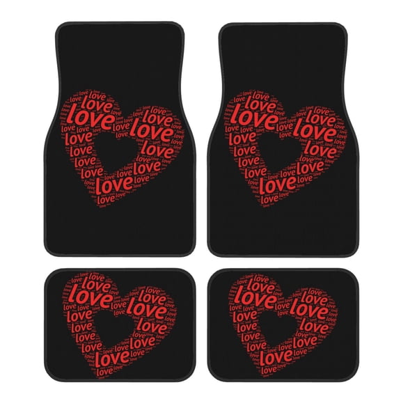 KAKALAD Happy Valentine'S Day 01 Car Floor Mats 4PC Set Carpet Protection, Universal Fit for Car SUV VA & Truck, Vehicle Front & Rear