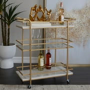 Studio 350 Gold Marble Glam Bar Cart - 27 x 13 x 33
