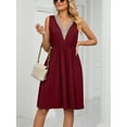 thumbnail image 2 of Beautyin Spring/summer Solid Color V-neck Lace Patchwork Cuffless Pocket Waist Dress, 2 of 6