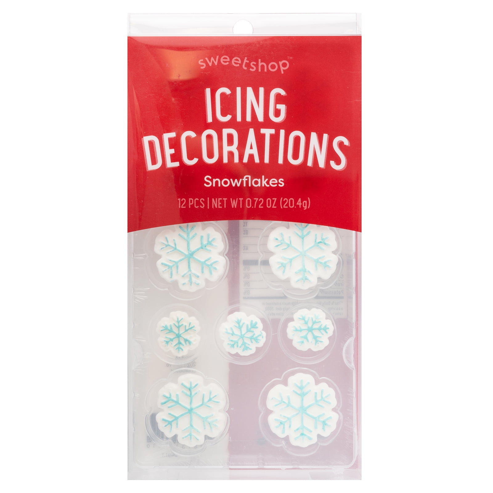 Sweetshop Icing Decorations,12 Piece - Snowflakes Dessert Sprinkles & Decorations