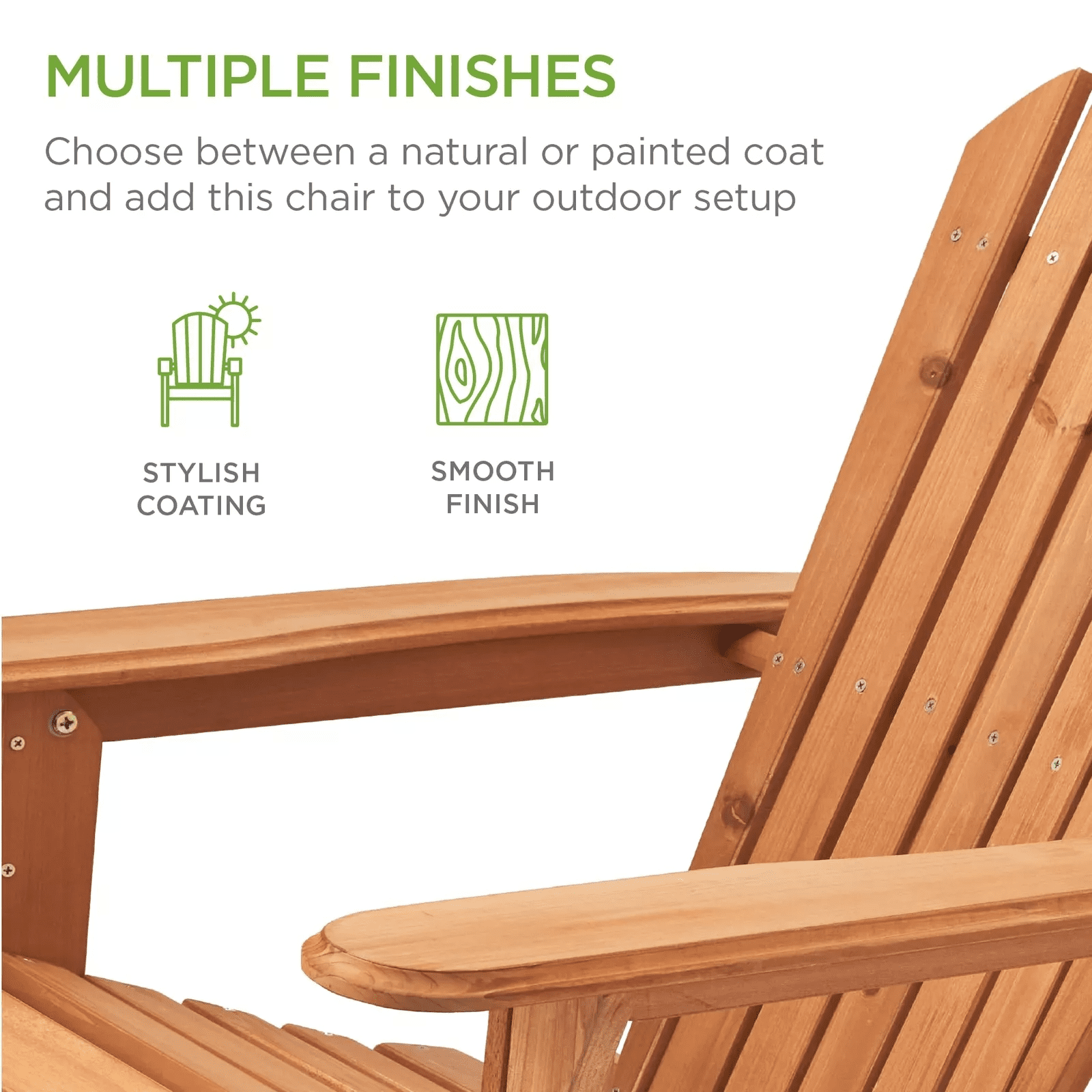 Glavbiku Folding Adirondack Chair Set of 4,Wood Lounge Chairs with High Backrest for Patio,Brown