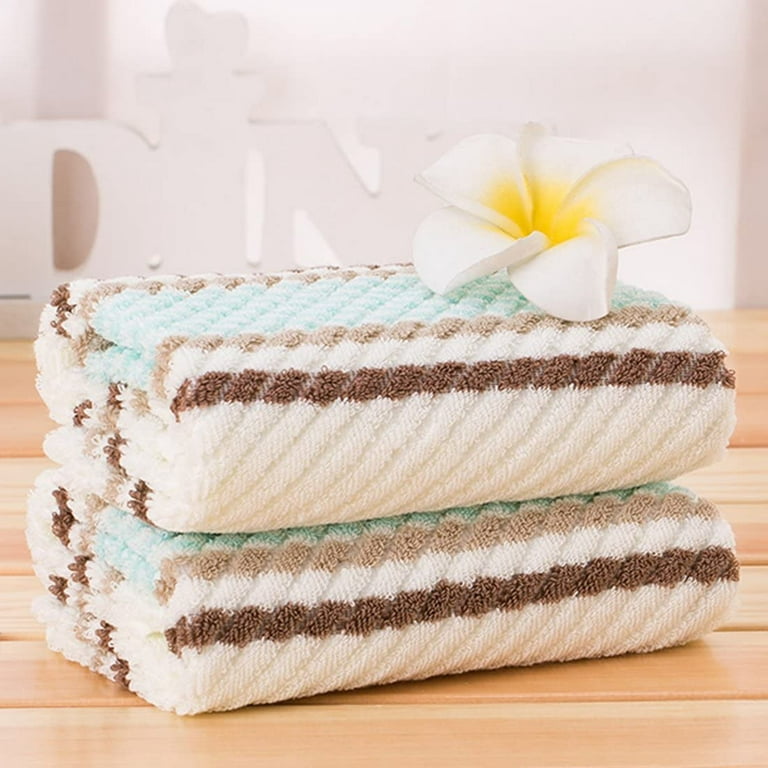 Pidada Hand Towels Set of 2 Striped Pattern 100% Cotton Super Soft Highly Absorbent  Hand Towel for Bathroom 13.4 x 29.5 Inch (Brown) 