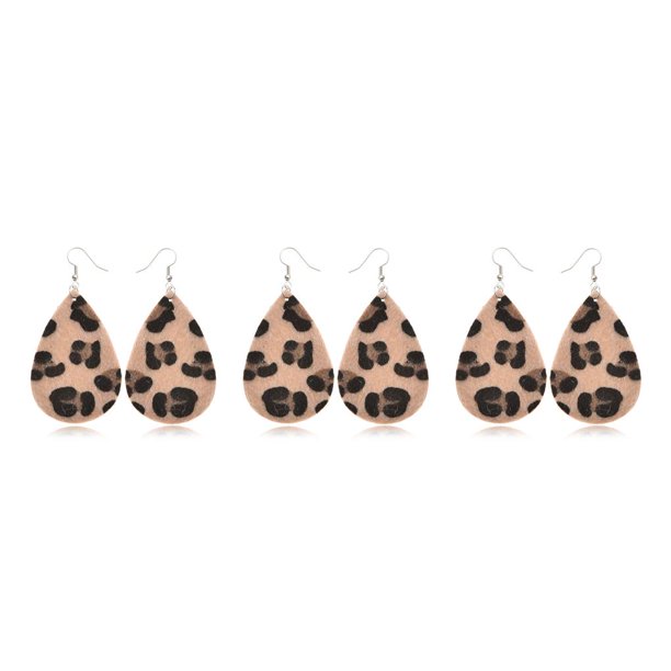 Sonducket 1 par de pendientes con estampado de leopardo geométrico de piel sintética adornos de joyería de moda accesorio de moda para mujeres y niñas Type1 NO1 Sonducket CBP233689