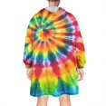 thumbnail image 2 of Colorful Tie Dye Rainbow Pattern Wearable Oversized Blanket,Wearable Blanket Hoodie for Adults,Cozy Hooded Blankets with Super Pockets,Super Warm Fuzzy Pullover for Women & Men, 2 of 6
