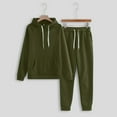 thumbnail image 6 of BLOCLOALO 2 Piece Lounge Set Long Sleeve Fleece Pullover Hoodie Sweatshirts Solid Color Hooded and Pant Sport Suit Sweatpants and Sweatshirt Set Plus Size Workout Sets Travel Outfits Army Green L, 6 of 9