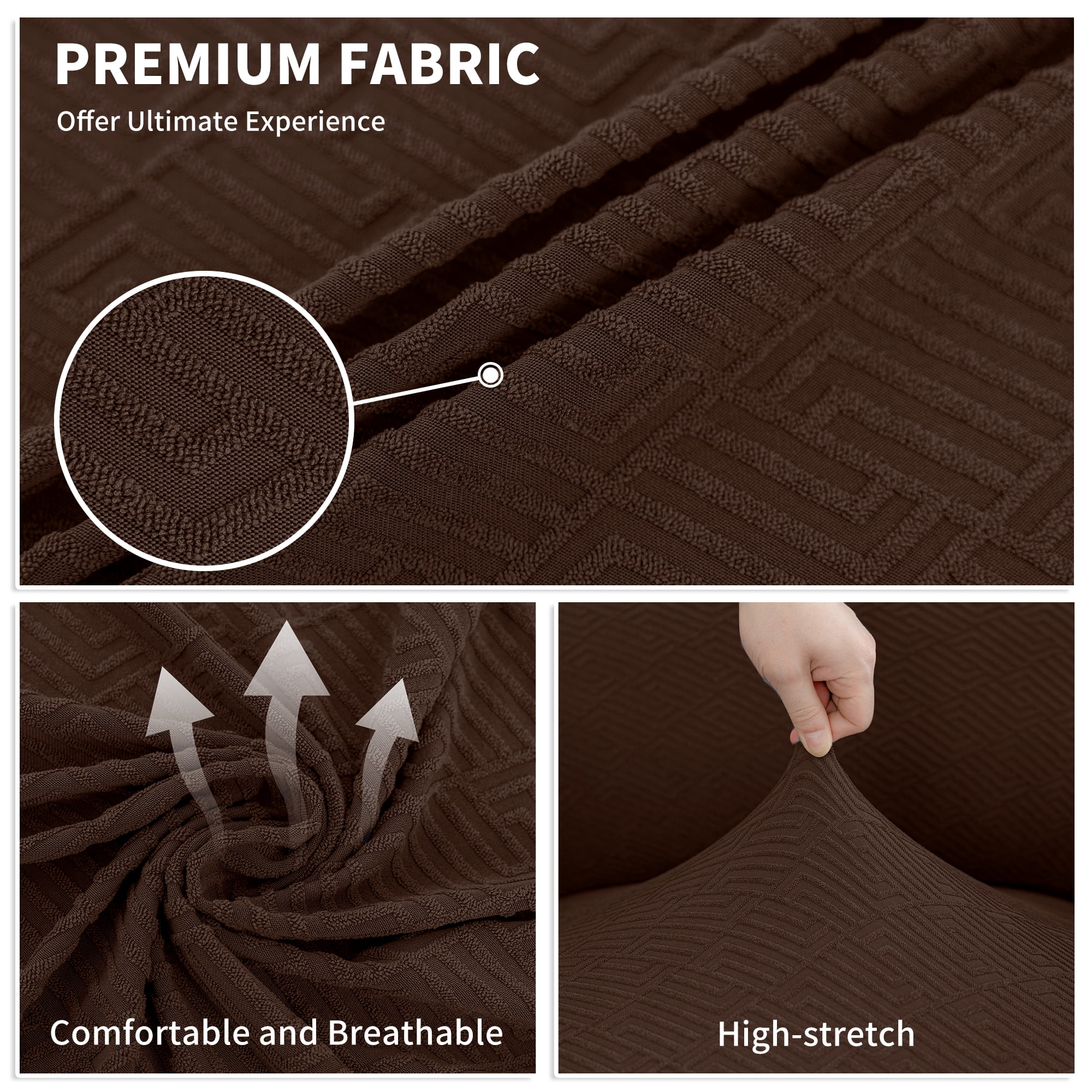 JIATER 1-Piece Sofa Cover Stretch Couch Cover Washable Sofa Slipcover Furniture Protector for 3 Cushion Sofa,Coffee