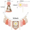 thumbnail image 2 of Boho Pink Daisy Handmade Burlap Birthday High Chair Banner Wild One Cake Topper Birthday Cone Hat Happy Birthday Party Decorations for Baby Girls, 2 of 7