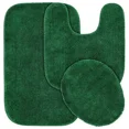 thumbnail image 2 of Gorgeous Home Linen 3pc Bathroom Soft Rug Set Large Rug , Contour Mat, and Toilet Lid Cover Rubber Backing Solid Color Hunter Green #6, 2 of 6