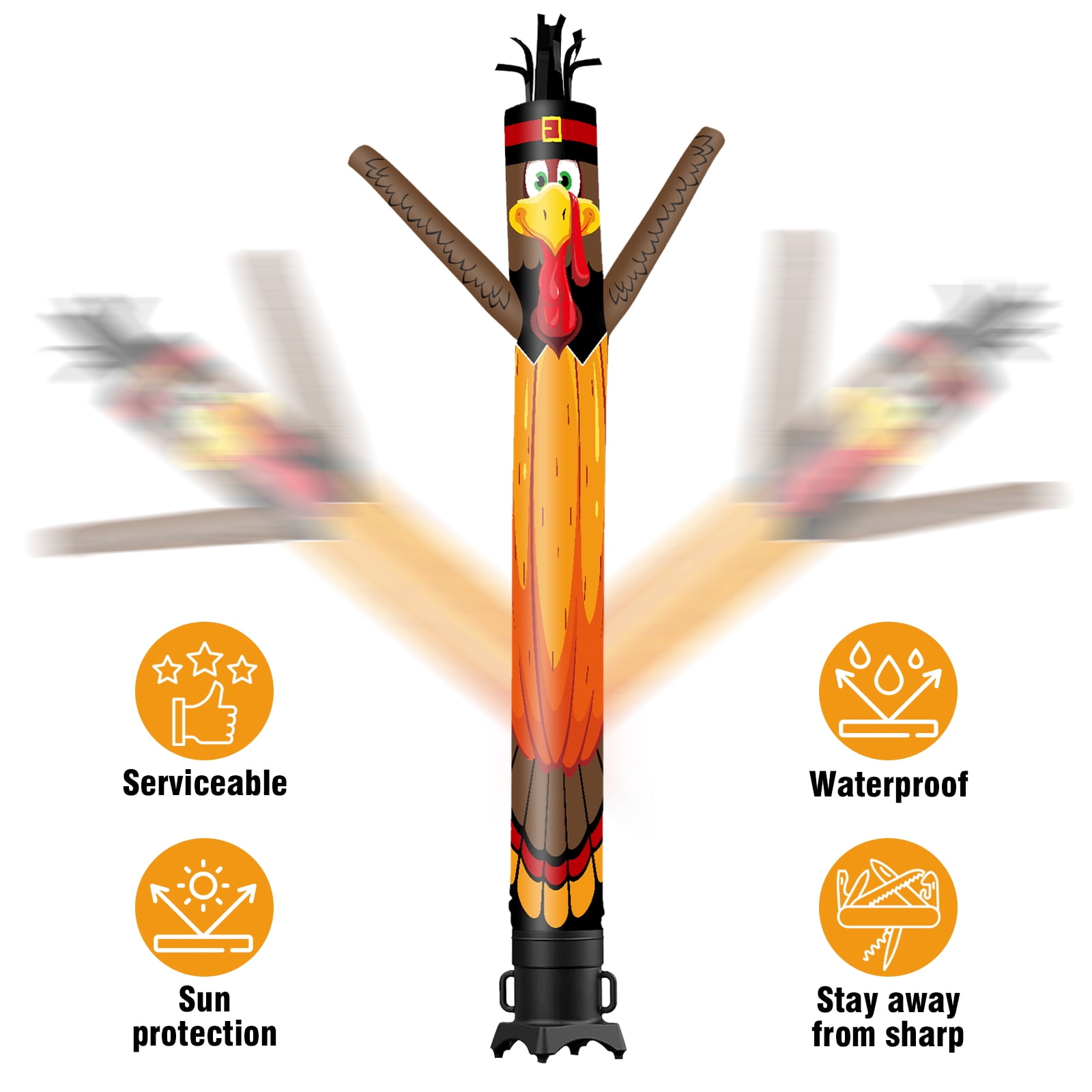 Pumpkin Turkey Inflatable Tube Man Wacky Wavy Dancing Guy for Outdoor Decoration Advertising Business Promotion - Thanksgiving Day (Blower Not Included)