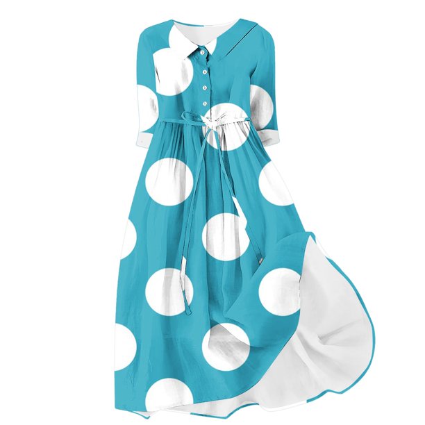 Vestido de Verano para Mujeres Impreso Cuello de Vuelta de Manga de Tres Cuartos, Estilo de Ocio de Moda para Ocasional, Fiesta Y Vacaciones
