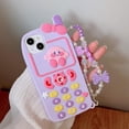 thumbnail image 2 of Funda Retro Kirby para teléfono para Iphone 12pro Max, que incluye cuentas para teléfono móvil. Forma de teléfono Retro Kirby púrpura Kawaii de dibujos animados lindo 3d, 2 of 4