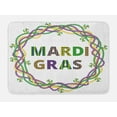 thumbnail image 1 of Mardi Gras Bath Mat, Vivid Beads Circular Frame with Lettering Traditional Patterns Print, Non-Slip Plush Mat Bathroom Kitchen Laundry Room Decor, 29.5 X 17.5 Inches, Purple Green Yellow, Ambesonne, 1 of 2