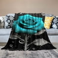 thumbnail image 2 of Creowell Blue Rose Water Droplets Flannel Throw Blanket for Couch Sofa Bed Camping All Seasons Lightweight Blanket 40x50in, 2 of 6