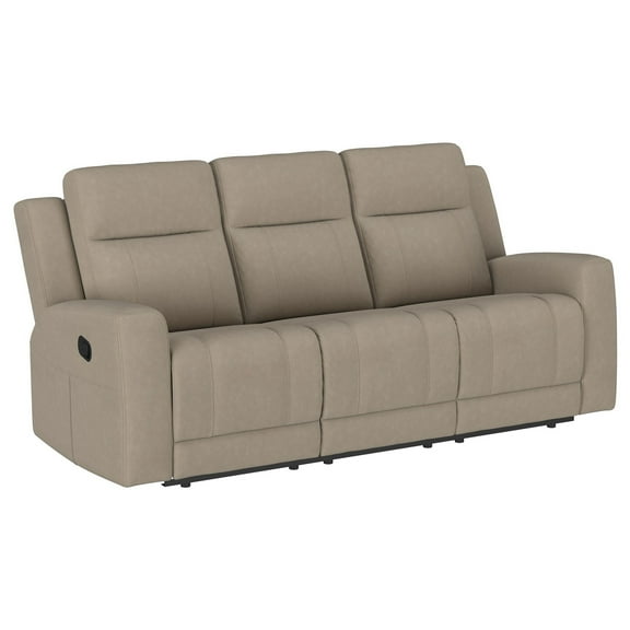 Krio Manual Recliner Sofa, 80 Inch Modern Taupe Brown Faux Leather