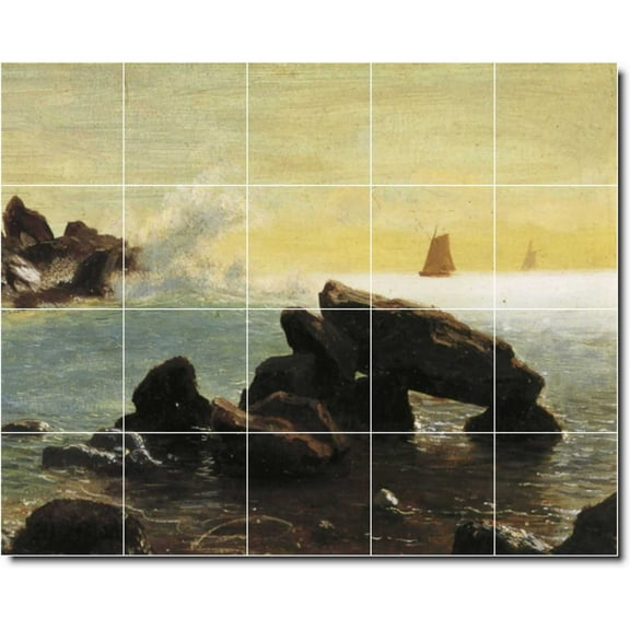 Ceramic Tile Mural-Albert Bierstadt Waterfront Painting 13. 21.25" w x 17" h using (20) 4.25 x 4.25 ceramic tiles