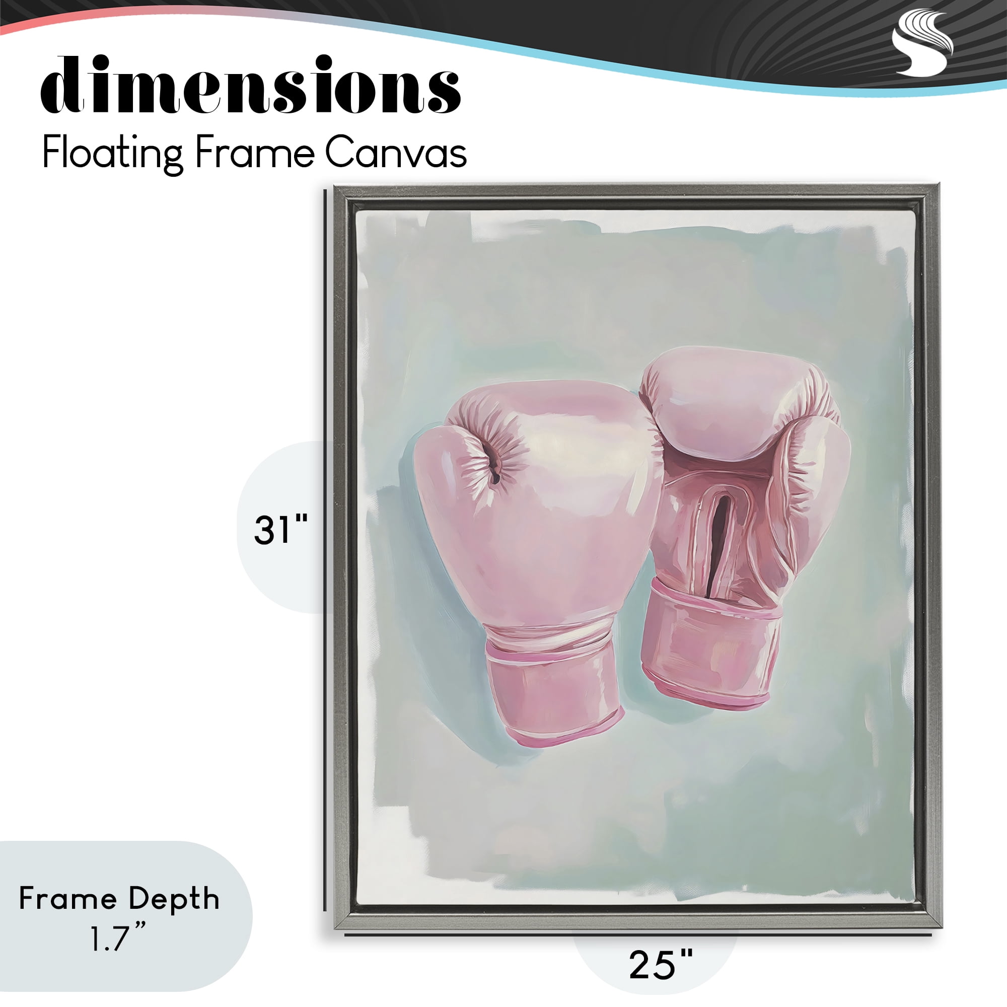 Stupell Industries Feminine Pink Boxing Gloves Gray Framed Floater Canvas Wall Art, design by The Prints Vibe