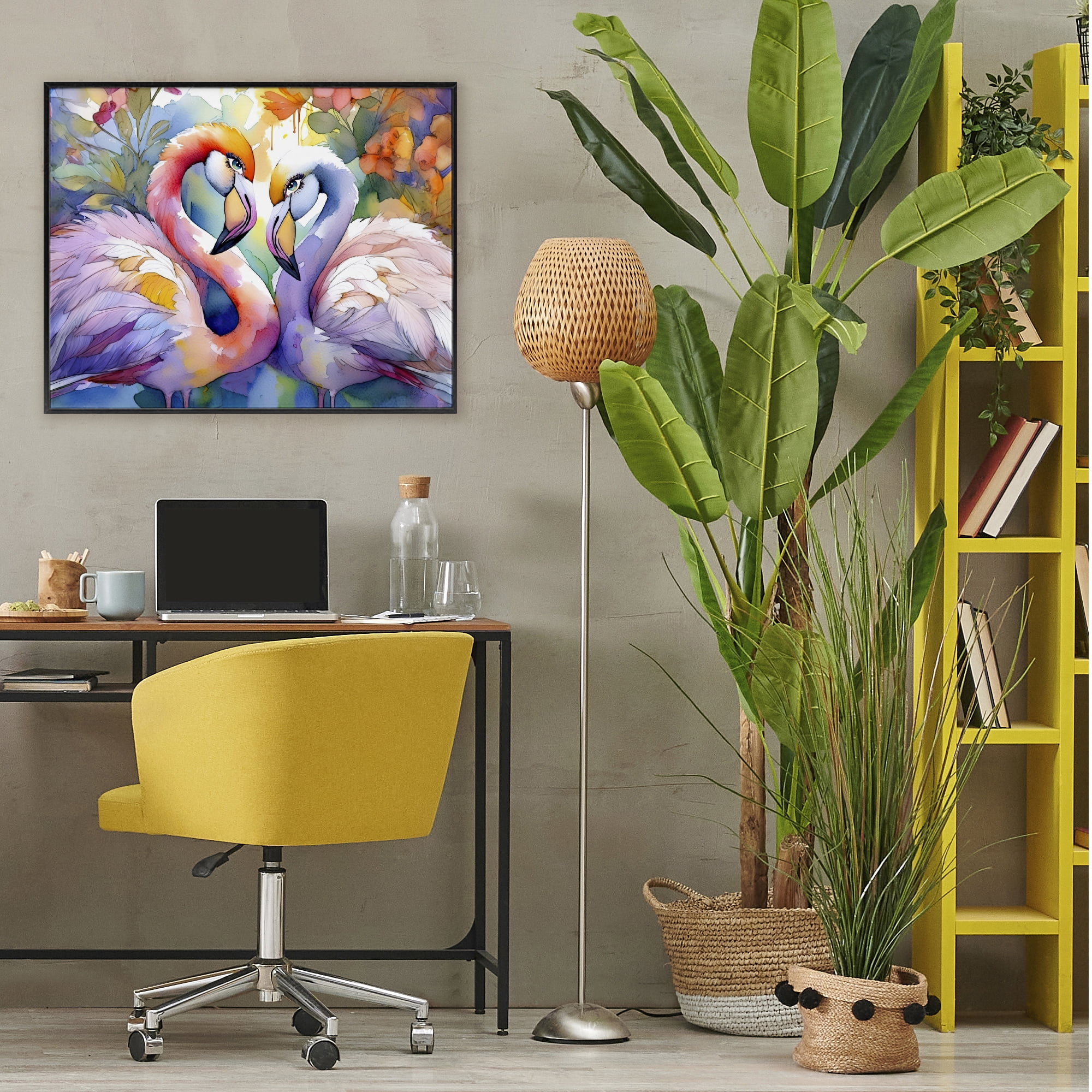 Stupell Industries Flamingo Love Pair Black Framed Giclee Art, design by Shelly Craig