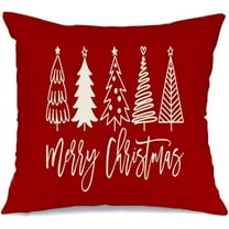 Christmas Tree Pillow Covers 16x16 Inch,Red Christmas Pillows Decorative Throw Pillows,Merry Christmas Cushion Cover Decor for Xmas Holiday Couch Sofa Outdoor (6) (Tree(16x16))