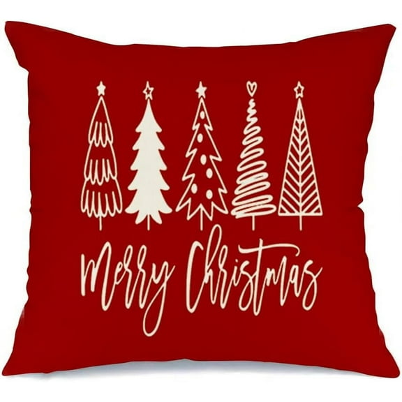 Christmas Tree Pillow Covers 16x16 Inch,Merry Christmas Cushion Cover Decor for Xmas Holiday Couch Sofa Outdoor (6)