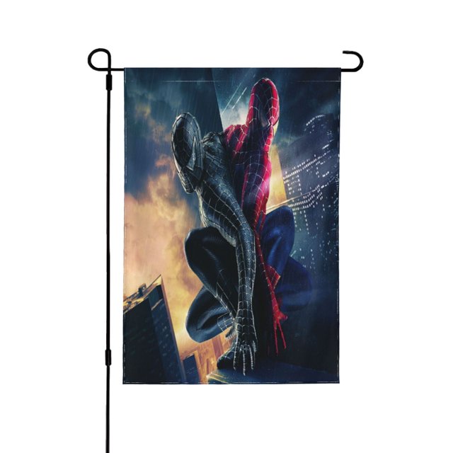 Bandera de jardín de temporada de Spider-Man, bandera de doble cara, bandera navideña para decoración navideña al aire libre.