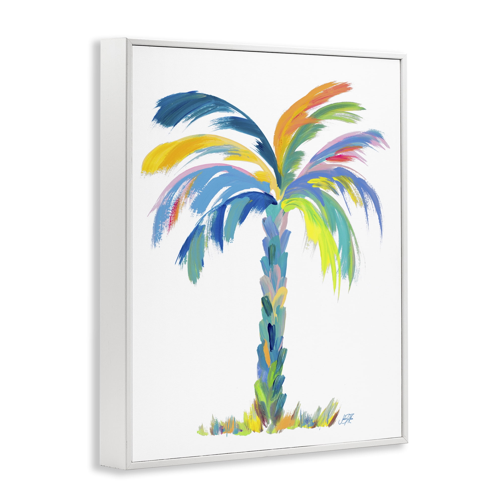 Stupell Industries Bold Brushed Palm Botanical & Floral Painting White Framed Art Print Wall Art, 24 x 30