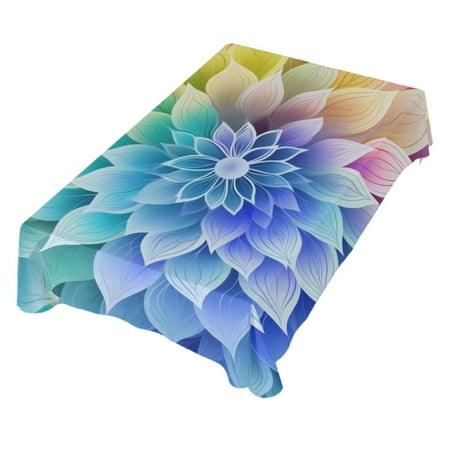 

JSTEL Rainbow Mandala Flowers Table Cloth Rectangle 54 x 72 Inch Tablecloth Anti Wrinkle Table Cover for Dining Kitchen Parties