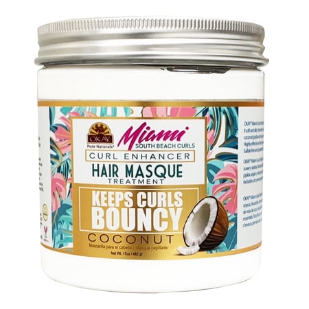 OKAY Miami South Beach Hair Masque 17 oz - Deep Conditioning Curl Enhancing Hair Mask for Moisture Repair Strength & Frizz Control