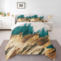 Castle Fairy Boys Girls Abstract Marble Bedding Comforter Set 2pcs,Stone Pattern Twin Comforter Sets Microfiber,Marbling Watercolor Breathable Bedding Set,Super Cozy Room Decor,Reversible